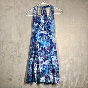 Athleta Protea Pack Everywhere Halter Dress Blue Tie Dye Size 2 Athletic Travel